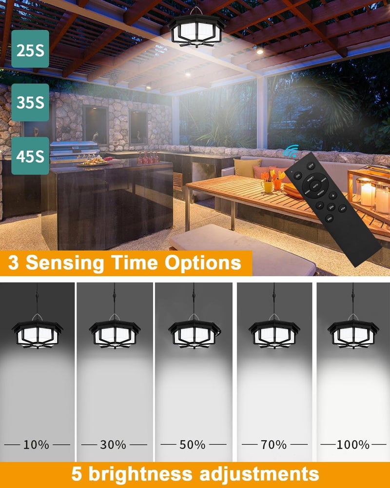 AEQ Solar Shed Light Indoor Outdoor 288LED 360°Lighting Solar Lights Work in Daytime with Remote Control, Waterproof Solar Gazebo Lights with Motion Sensor/5 Modes for Home Shed Garage Barn - Image 4